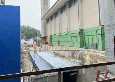 Standing at the corner of the new ambulatory hallway.